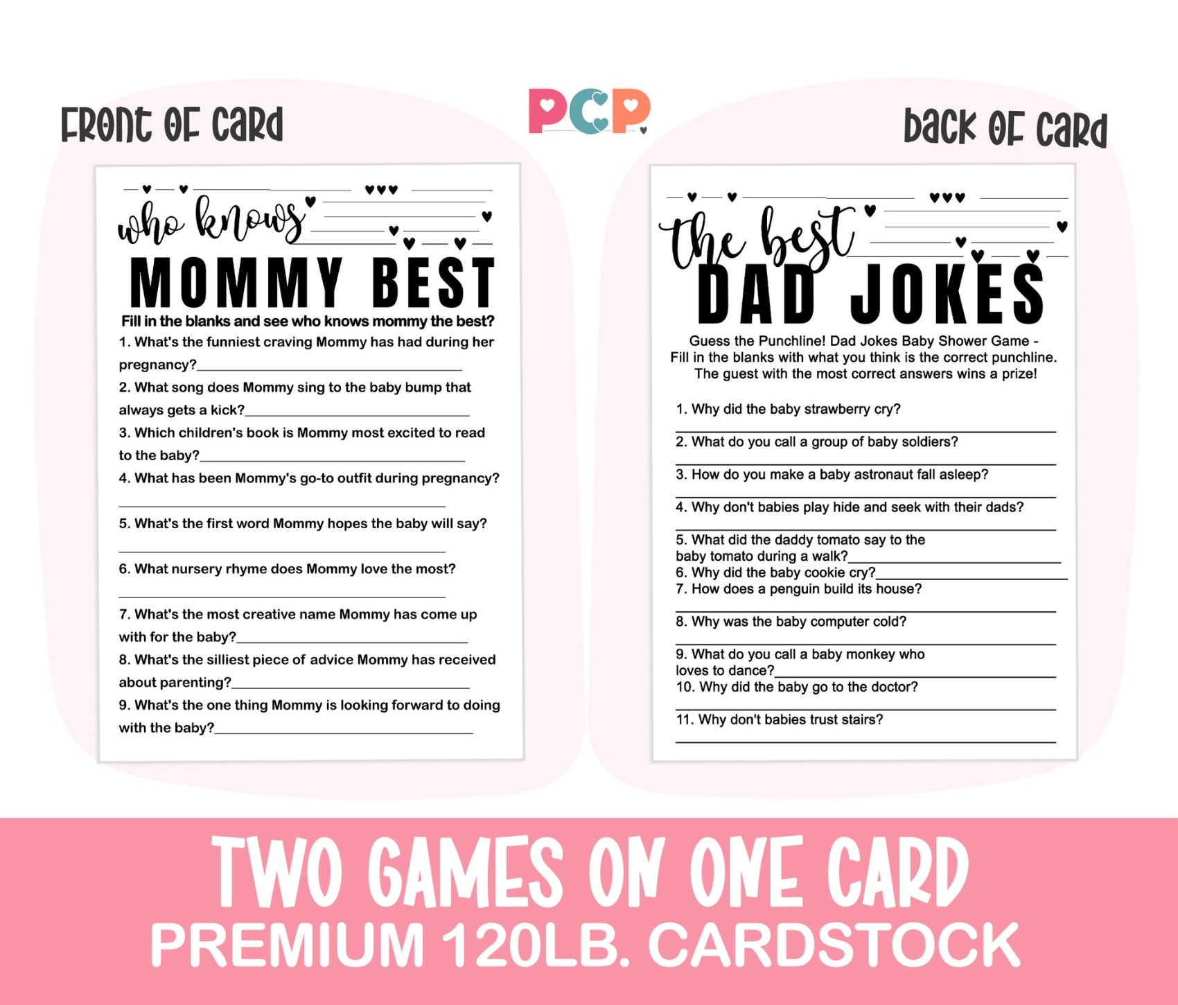 Black and White Baby Shower Game 2-in-1 Set - Who Knows Mommy Best & Dad  Jokes – Paper Clever Party