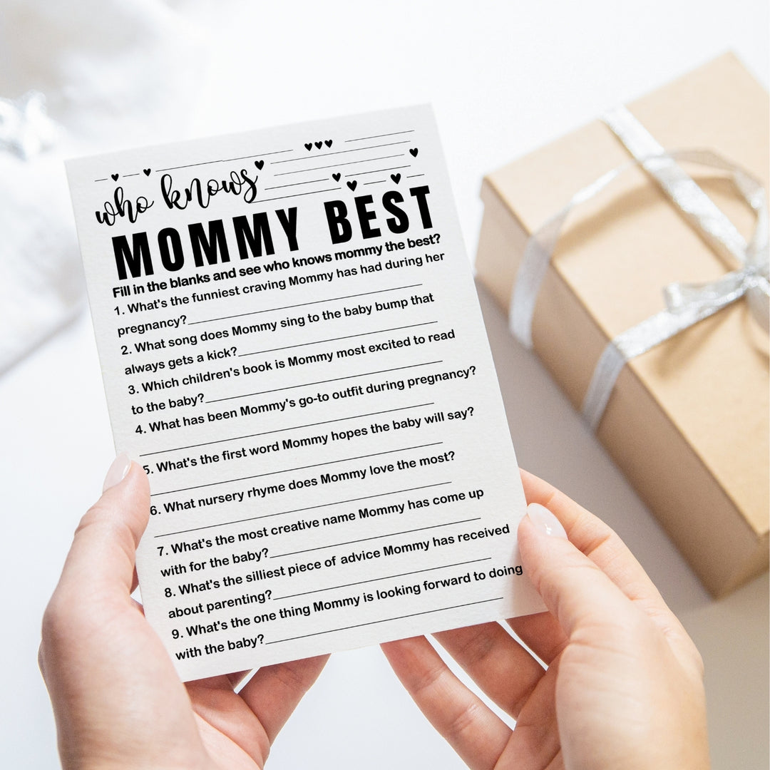 Black and White Baby Shower Game 2-in-1 Set - Who Knows Mommy Best & Dad Jokes, 25 Pack - Paper Clever Party