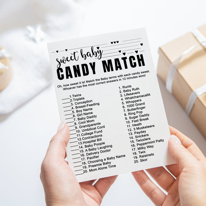 Sophisticated 2-in-1 Baby Shower Game Bundle - Match the Candy Bar & Guess the Storybook - 25 Pack - Paper Clever Party