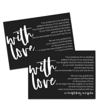 Modern Typography Wedding Thank You Cards for Guests (25 Pack) Reception Table Favors or Bridal Centerpieces, Black with White - Paper Clever Party