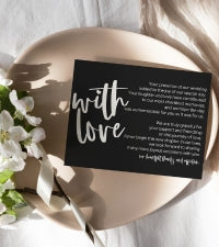 Modern Typography Wedding Thank You Cards for Guests (25 Pack) Reception Table Favors or Bridal Centerpieces, Black with White - Paper Clever Party