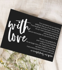 Modern Typography Wedding Thank You Cards for Guests (25 Pack) Reception Table Favors or Bridal Centerpieces, Black with White - Paper Clever Party