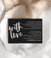 Modern Typography Wedding Thank You Cards for Guests (25 Pack) Reception Table Favors or Bridal Centerpieces, Black with White - Paper Clever Party