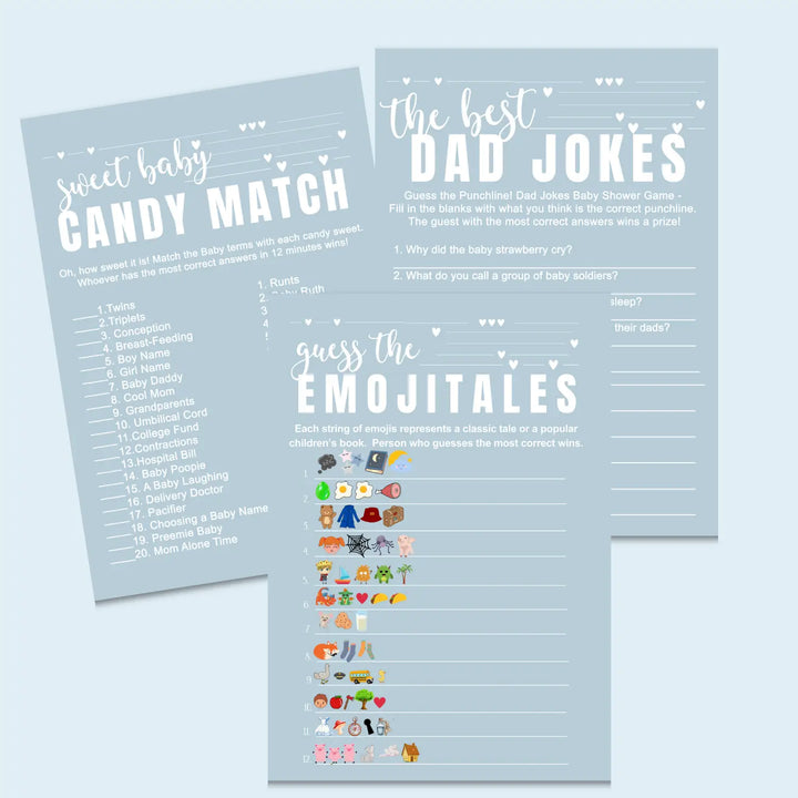 Blue baby shower games instant download printable activities coed diy party bundle kit