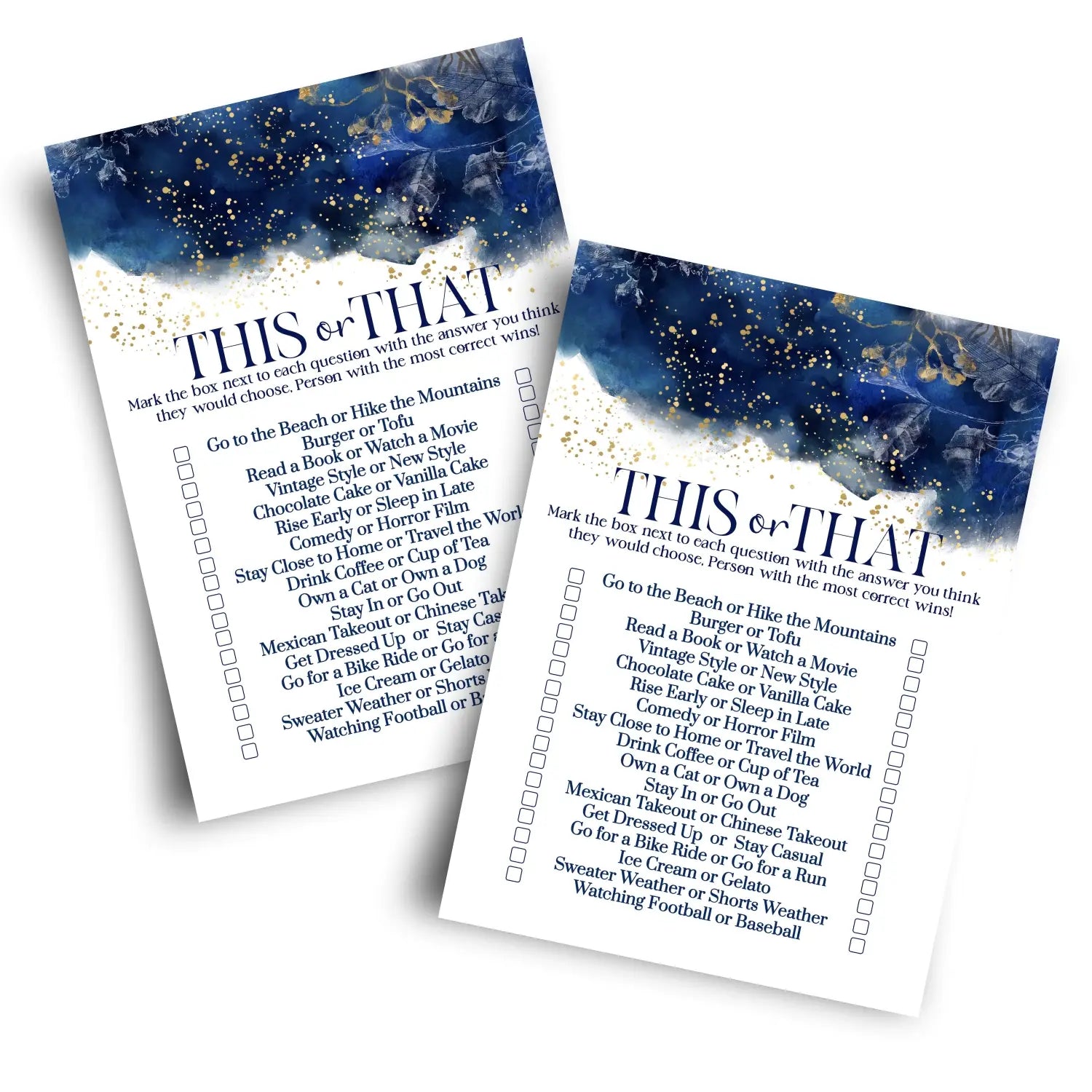 Blue bridal shower games - would she rather game fun this or that for graduation party rehearsal dinner birthday girl