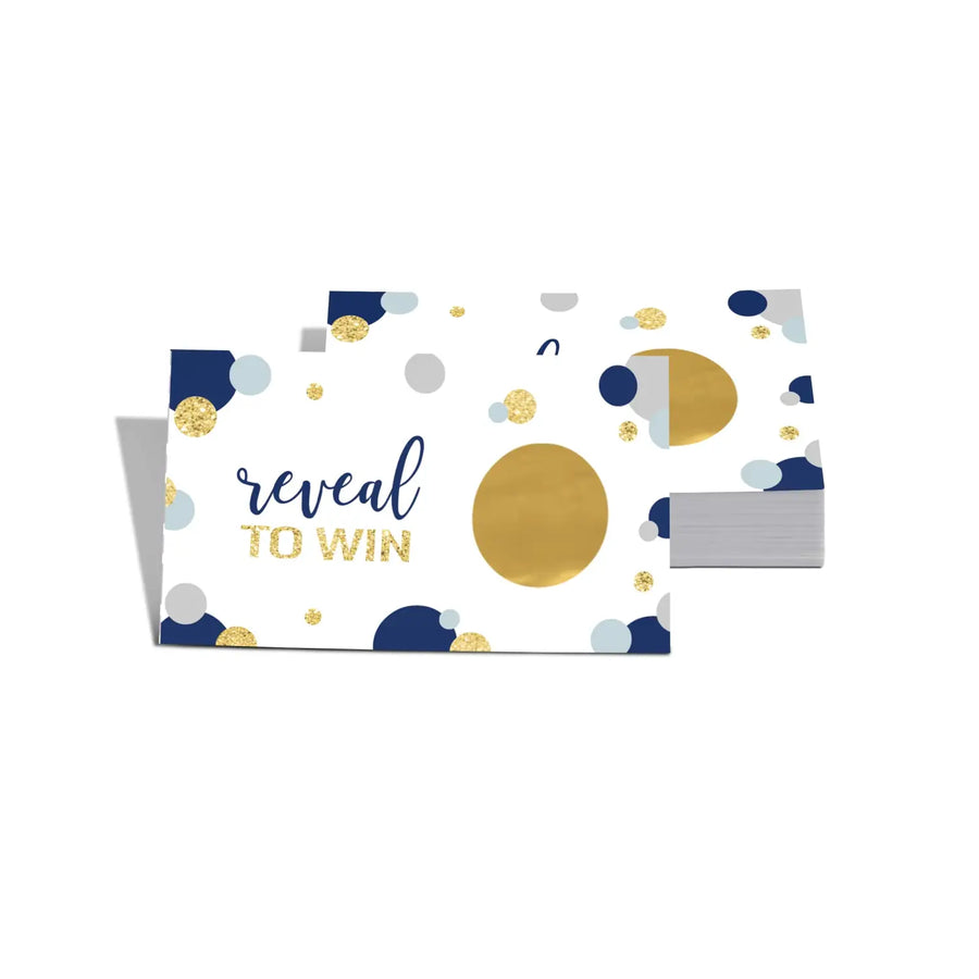 Blue & Gold Scratch-Off Game Cards (28 Pack) - Elegant for Bridal Showers, Baby Showers, Graduation, Retirement - Paper Clever Party