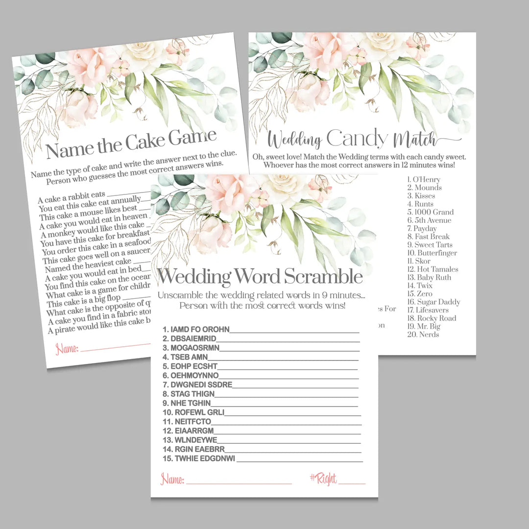Blush blooms bridal shower game instant download diy fun printable activities wedding pdf - party games