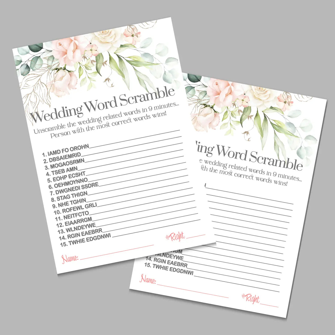 Blush blooms bridal shower game instant download diy fun printable activities wedding pdf - party games