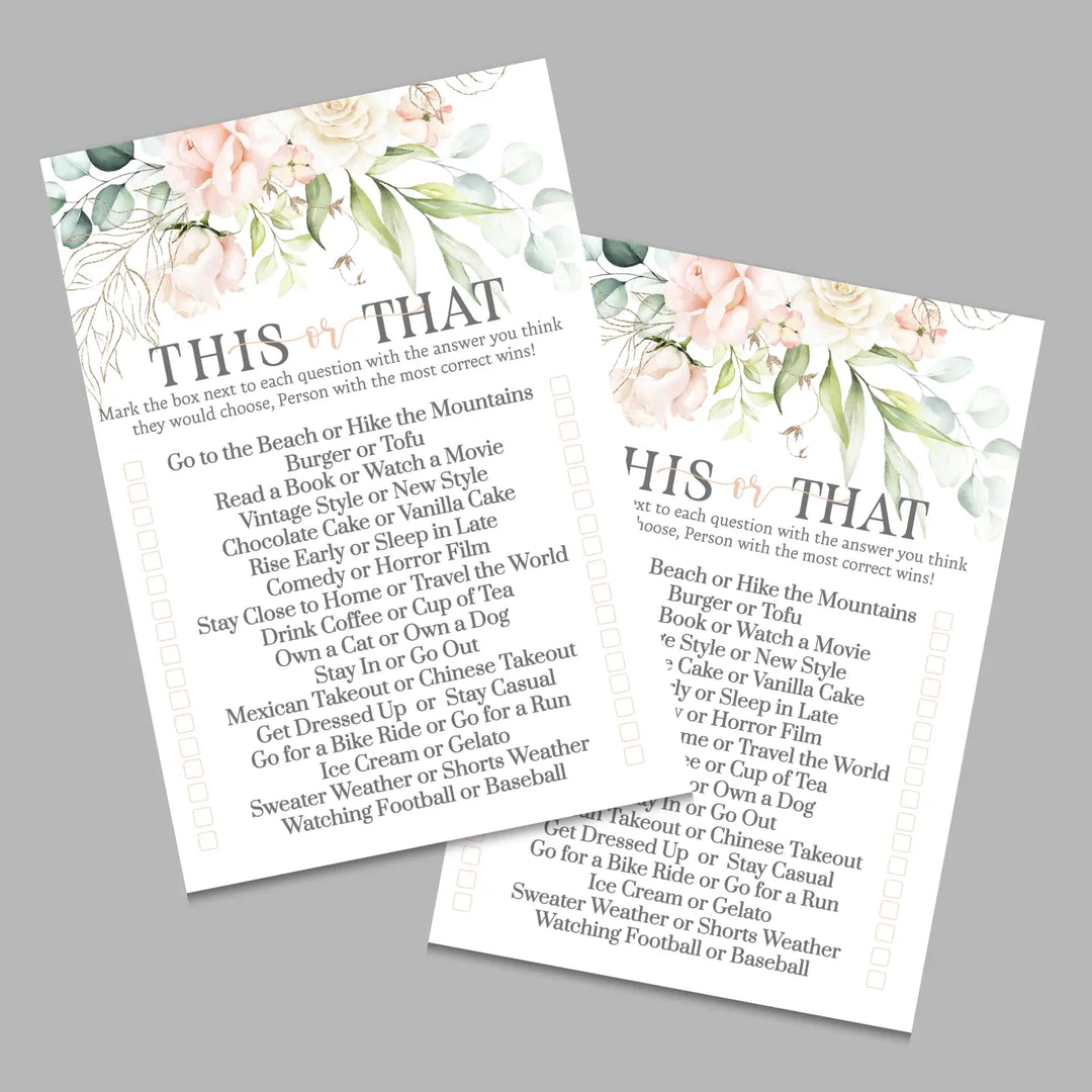 Blush blooms bridal shower game instant download diy fun printable activities wedding pdf - party games