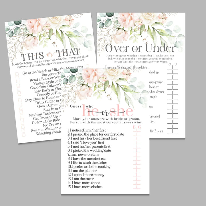 Blush blooms bridal shower game instant download diy fun printable activities wedding pdf - party games