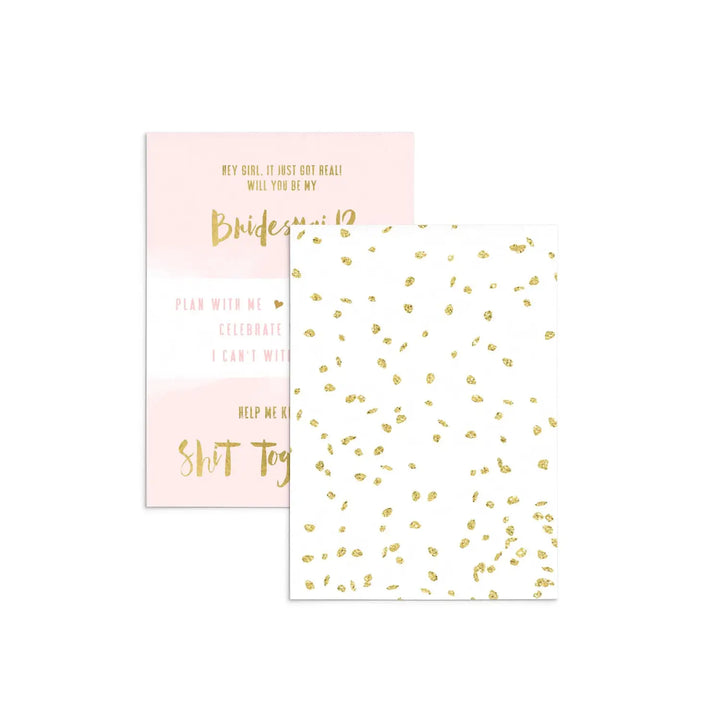 Blush and Gold Bridesmaid Proposal Cards (6-Pack) - Paper Clever Party