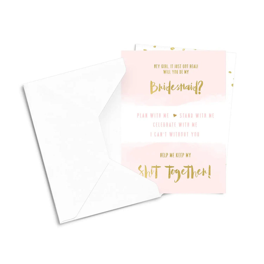 Blush and Gold Bridesmaid Proposal Cards (6-Pack) - Paper Clever Party