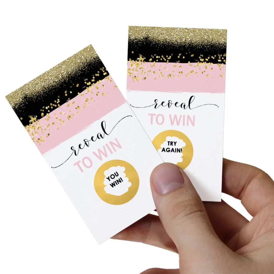 Blush & gold scratch-off game cards for bridal baby showers weddings raffles - 28 pack - party games