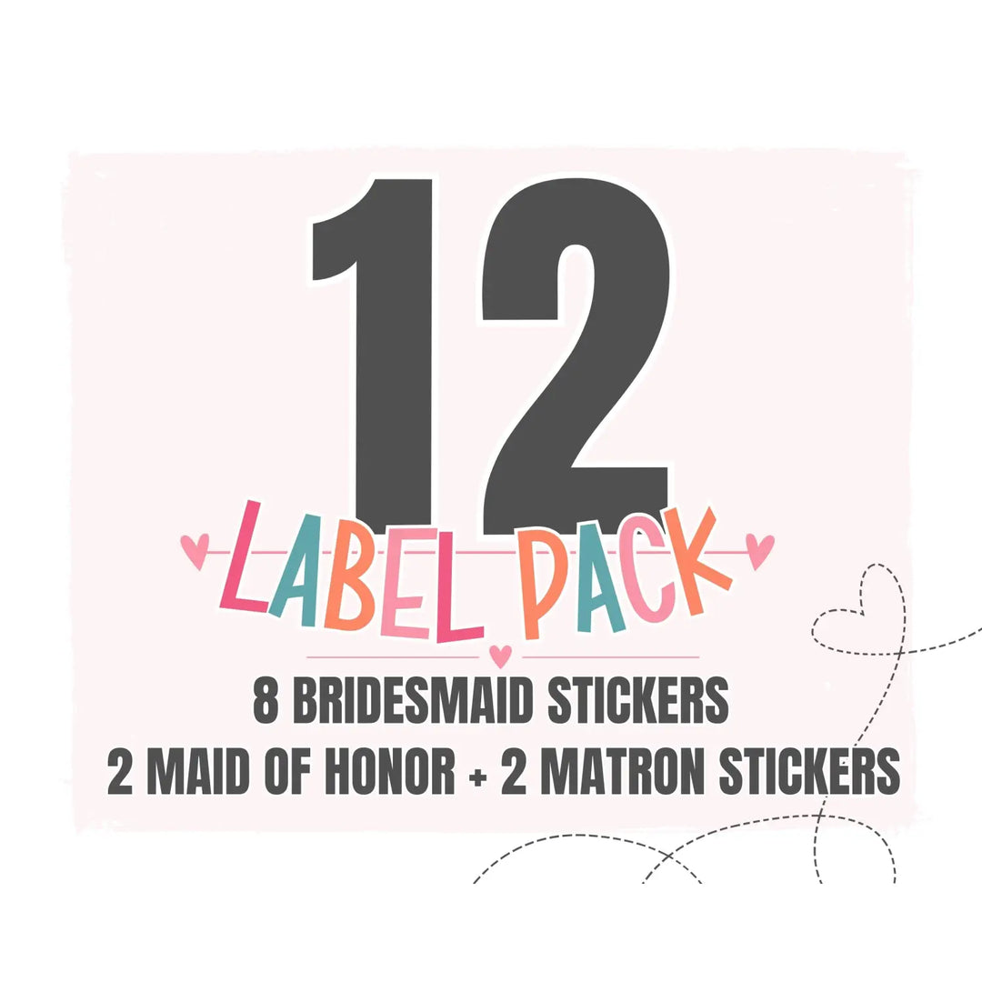 ‘Blushing Bridesmaid’ Wine Bottle Labels - Pack of 12 - Maid & Matron of Honor Proposal Stickers - Paper Clever Party