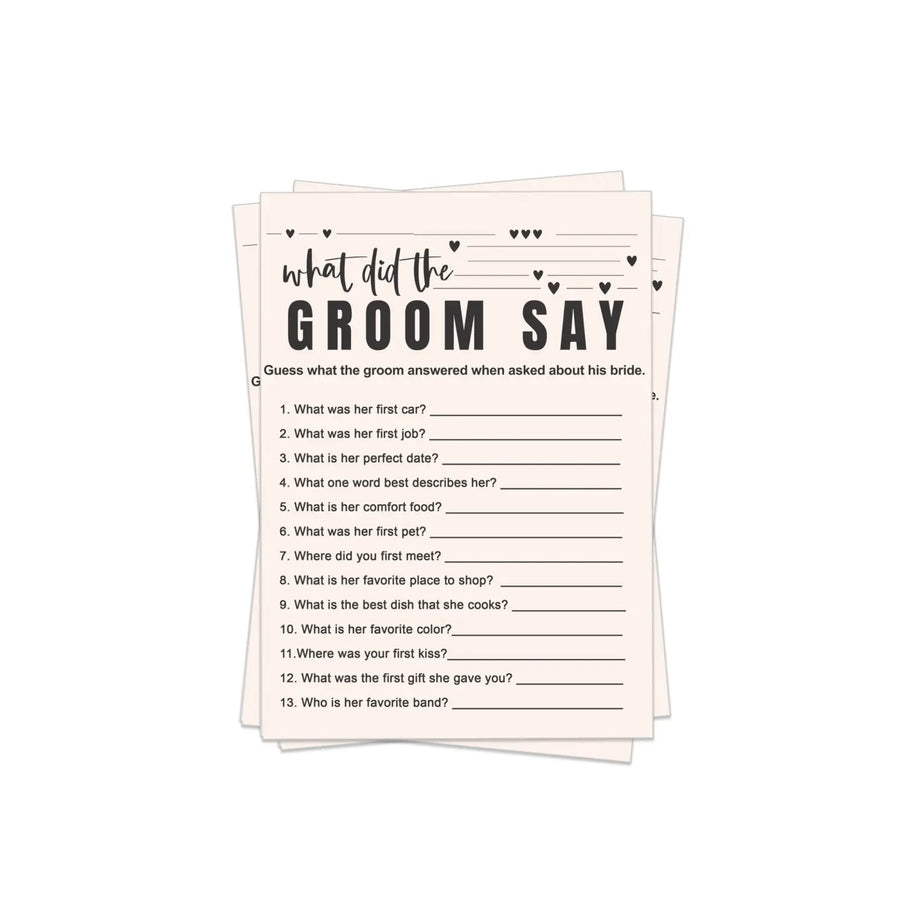 Bohemian Bliss DIY Bridal Shower Game - What Did the Groom Say? - Instant PDF Download - Paper Clever Party