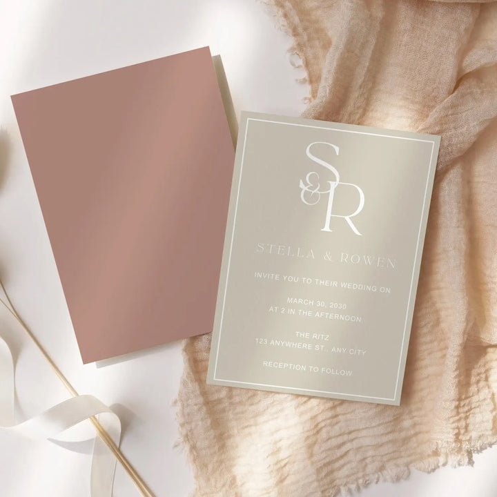 Boho minimalist wedding invitations personalized with simple elegance customized