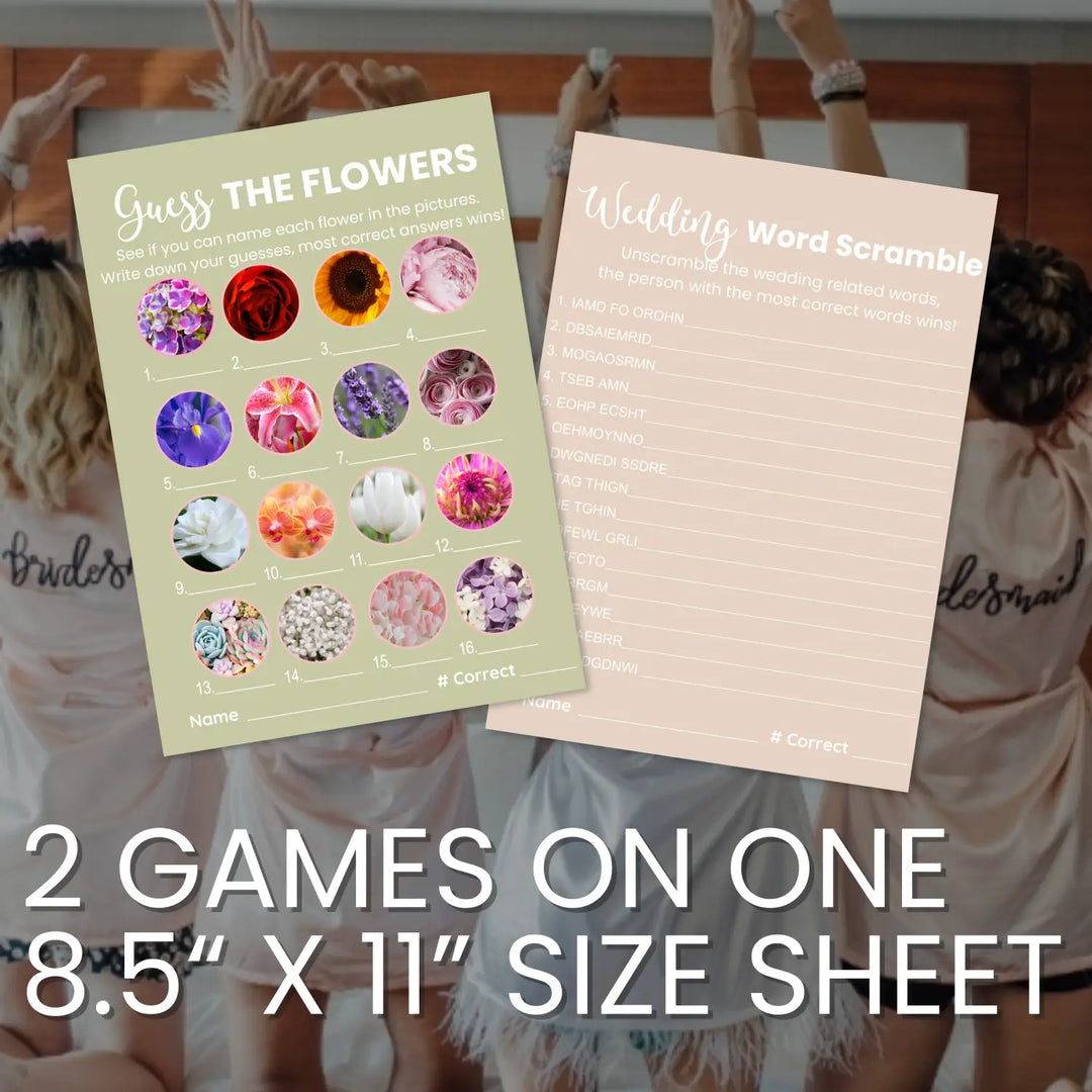 Boho sunset bridal shower game bundle - instant download of 4 fun wedding games with answer keys - party