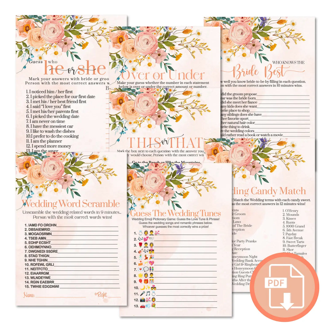 Boho terracotta bridal shower game instant download diy fun printable activities wedding pdf - party games