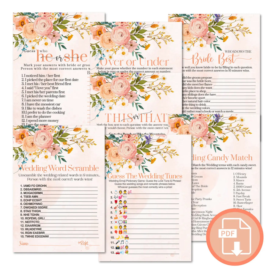 Boho terracotta bridal shower game instant download diy fun printable activities wedding pdf - party games