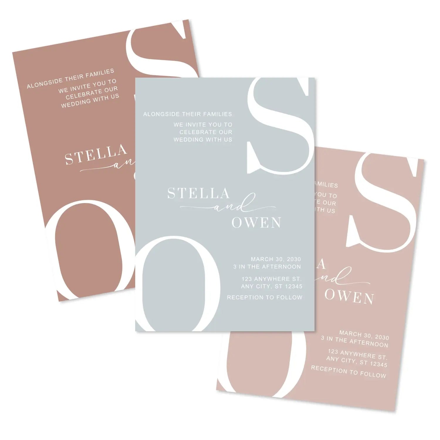 Custom wedding reception invitations: modern typography 5x7’’ 120lb double-sided cardstock personalized - invitations
