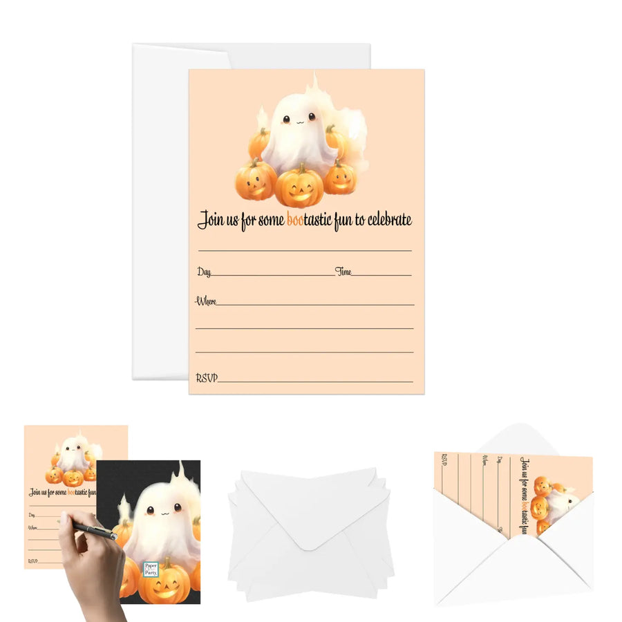 Boo Bash Halloween Invitations - 25ct, Versatile, 5x7 - Paper Clever Party