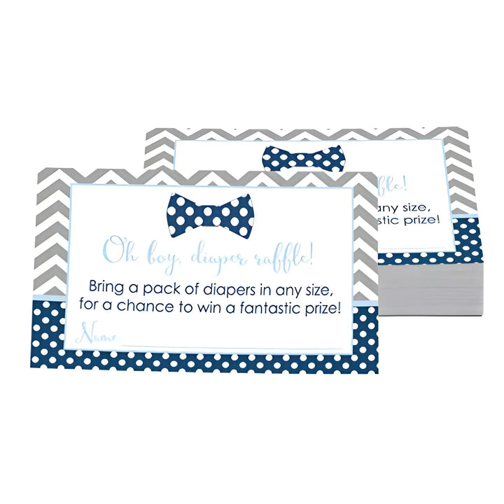 Bow Tie Theme Diaper Raffle Tickets - Baby Shower Game Inserts by Paper Clever Party 25 Pack 2x3.5 - Invitations