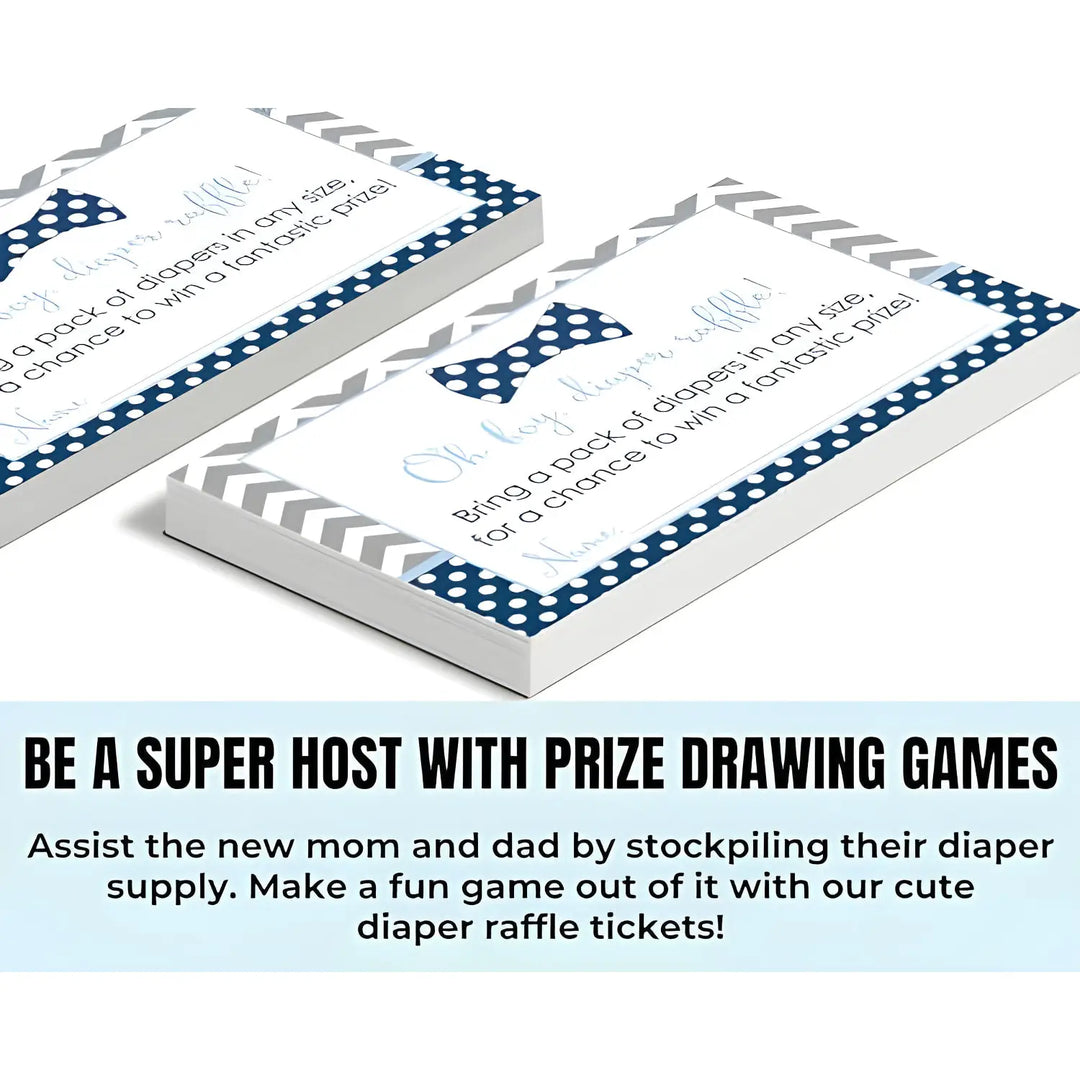 Bow Tie Theme Diaper Raffle Tickets - Baby Shower Game Inserts by Paper Clever Party 25 Pack 2x3.5 - Invitations