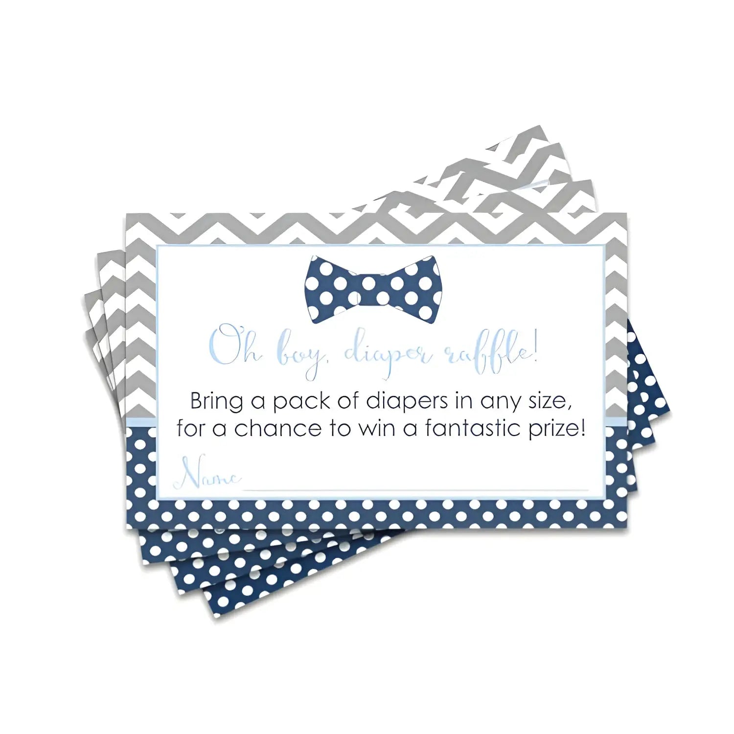 Bow tie theme diaper raffle tickets - baby shower game inserts by paper clever party 25 pack 2x3.5 - invitations