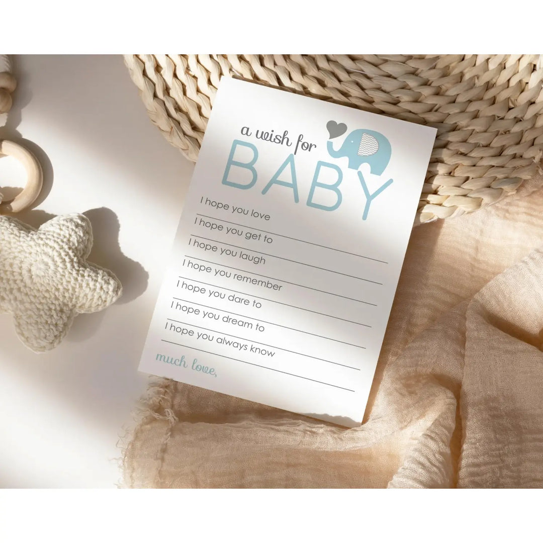 Boy Baby Shower Blue Elephant Advice Cards - 20-Pack Keepsake Wishes 4x6 Memory Activity Set - Office Product