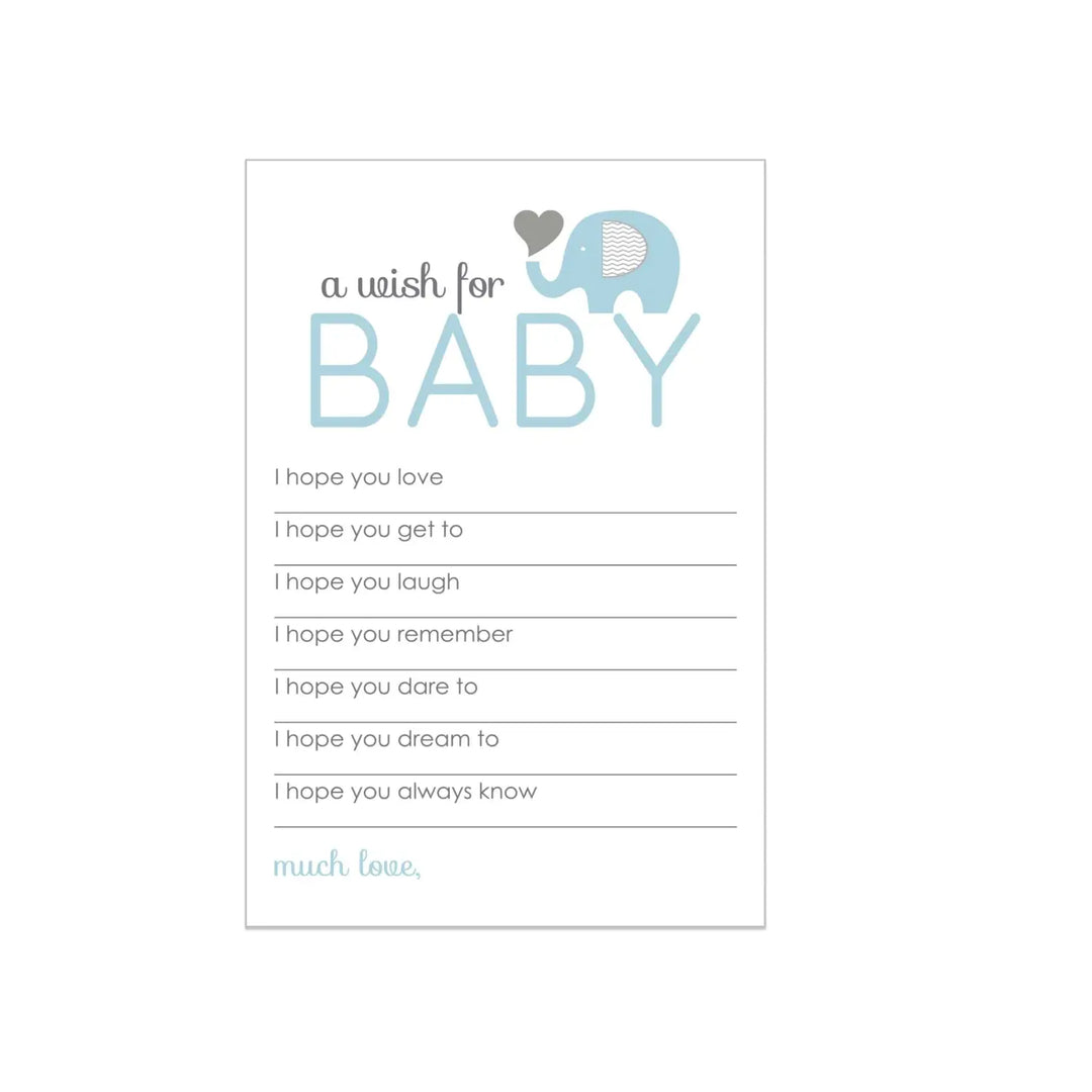 Boy Baby Shower Blue Elephant Advice Cards - 20-Pack Keepsake Wishes 4x6 Memory Activity Set - Office Product