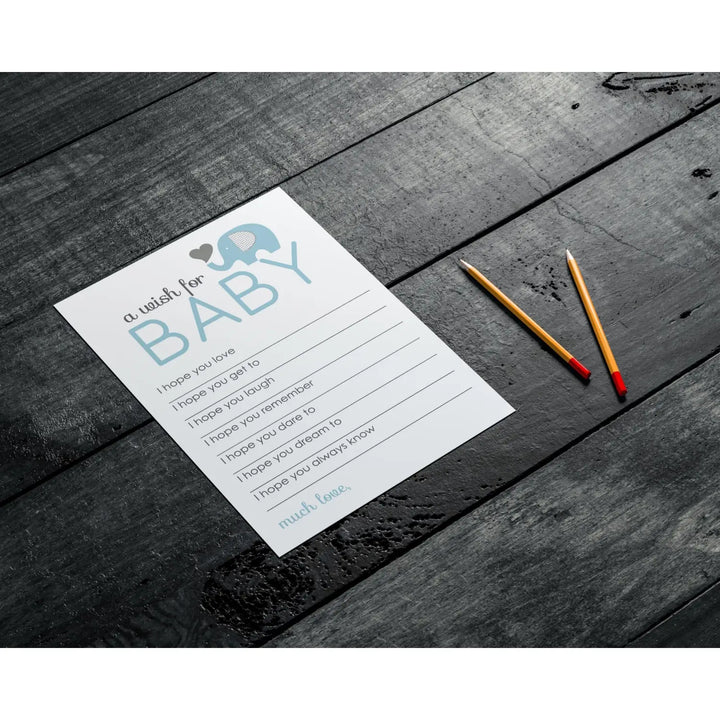 Boy Baby Shower Blue Elephant Advice Cards - 20-Pack Keepsake Wishes 4x6 Memory Activity Set - Office Product