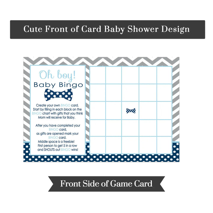 Oh Boy Bow Tie Baby Shower Bingo Game - Paper Clever Party