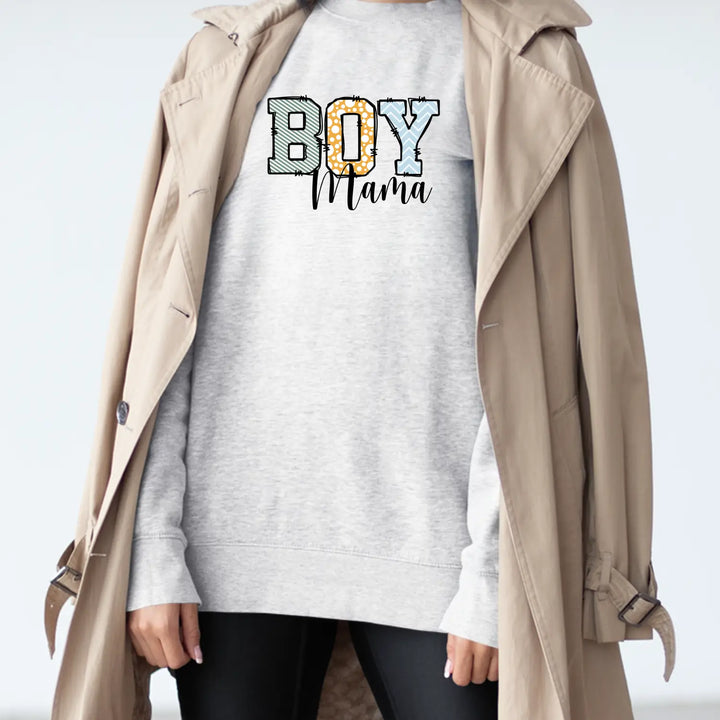 Boy mama crewneck sweatshirt cozy gift for moms baby shower cute parenting apparel mother’s day casual wear pregnancy