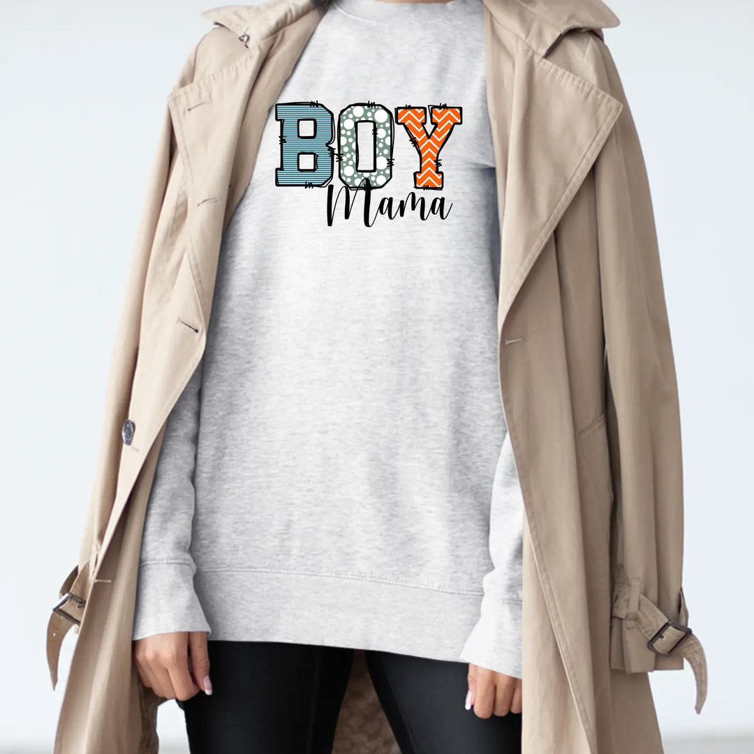 Boy mama crewneck sweatshirt cozy gift for moms baby shower cute parenting apparel mother’s day casual wear pregnancy