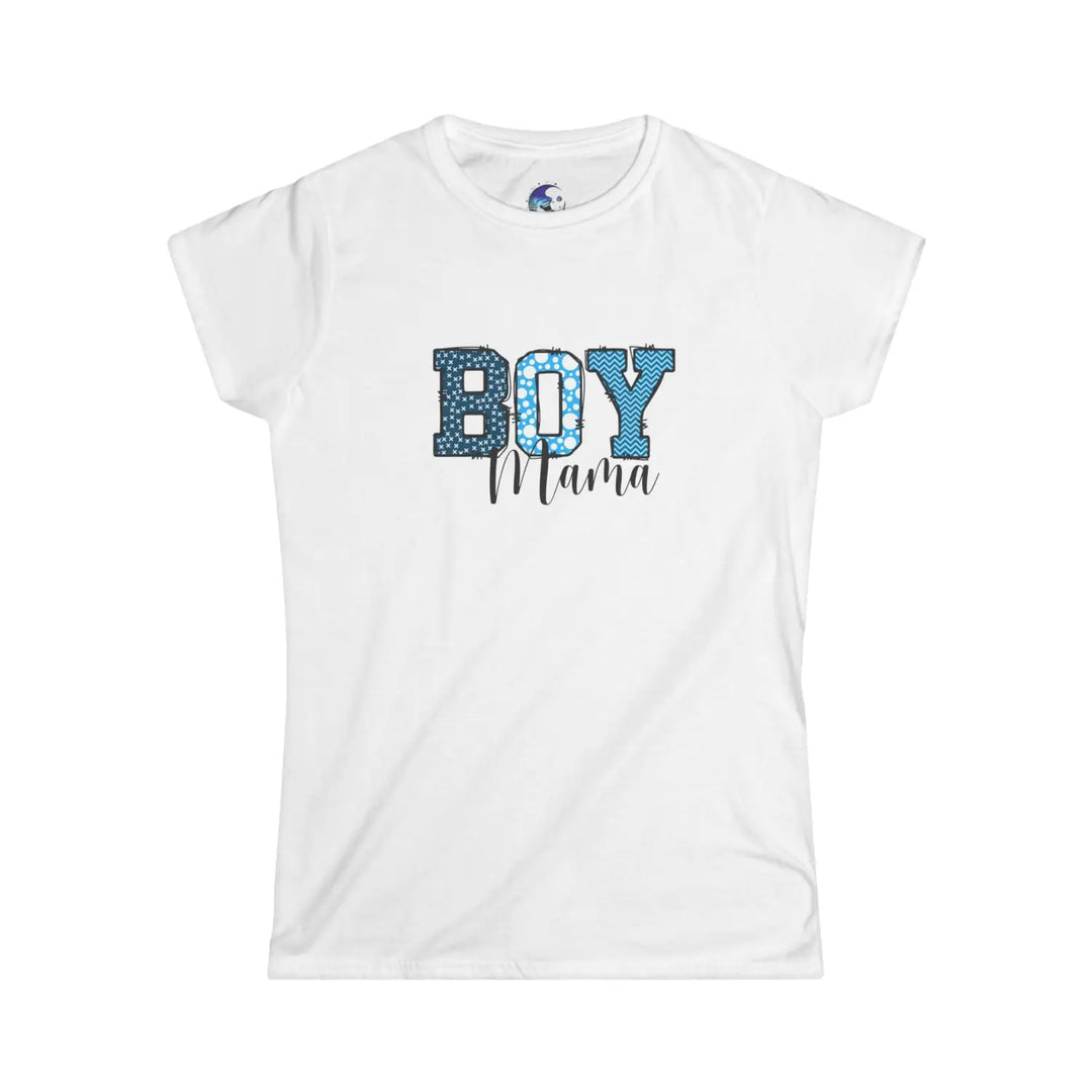 Boy mama women’s softstyle tee colorful graphic mom gift t-shirt proud shirt casual wear family idea - white / s