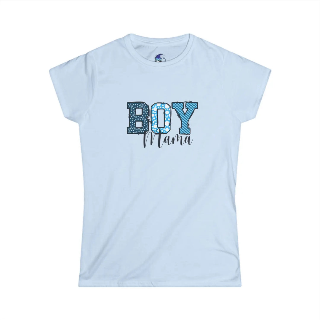 Boy mama women’s softstyle tee colorful graphic mom gift t-shirt proud shirt casual wear family idea - light blue / s