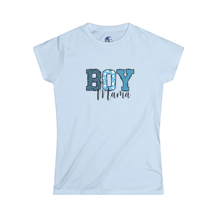 Boy mama women’s softstyle tee colorful graphic mom gift t-shirt proud shirt casual wear family idea - light blue / s