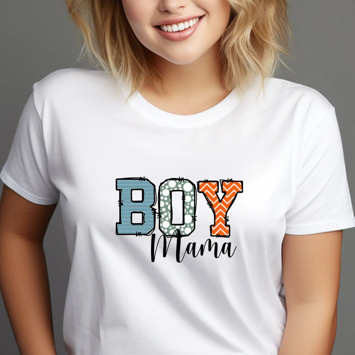 Boy mama women’s softstyle tee fun graphic mom gift t-shirt proud shirt casual baby shower pregnancy announcement outfit