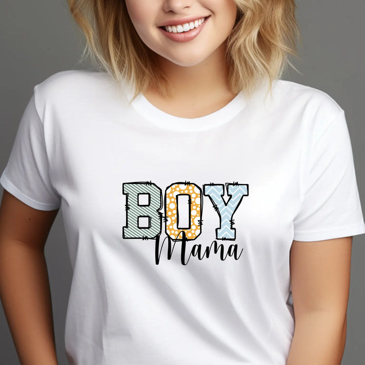 Boy mama women’s softstyle tee fun graphic mom gift t-shirt proud shirt casual baby shower pregnancy announcement outfit