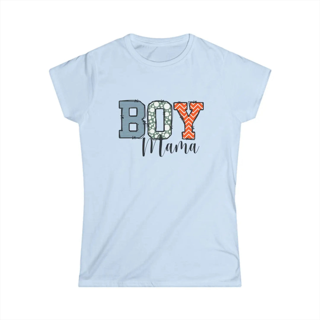 Boy mama women’s softstyle tee fun graphic mom gift t-shirt proud shirt casual baby shower pregnancy announcement