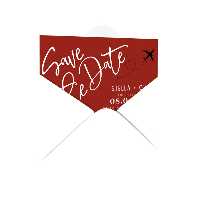 Custom Retro Red, White, and Black Save the Date Cards - Personalized 4x6 Inch Invitations with Elegant Typography and White Envelopes - Perfect for Weddings, Birthdays, and Showers