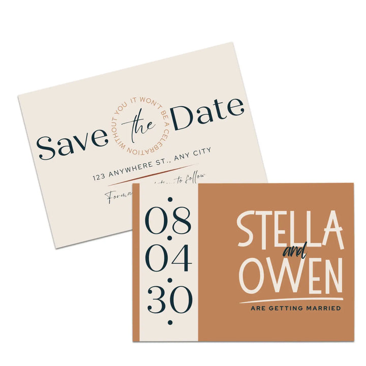 Custom Canyon Sunset and Creamy Tan Save the Date Cards - Personalized 4x6 Inch Invitations with Elegant Typography and White Envelopes - Perfect for Weddings, Birthdays, and Showers