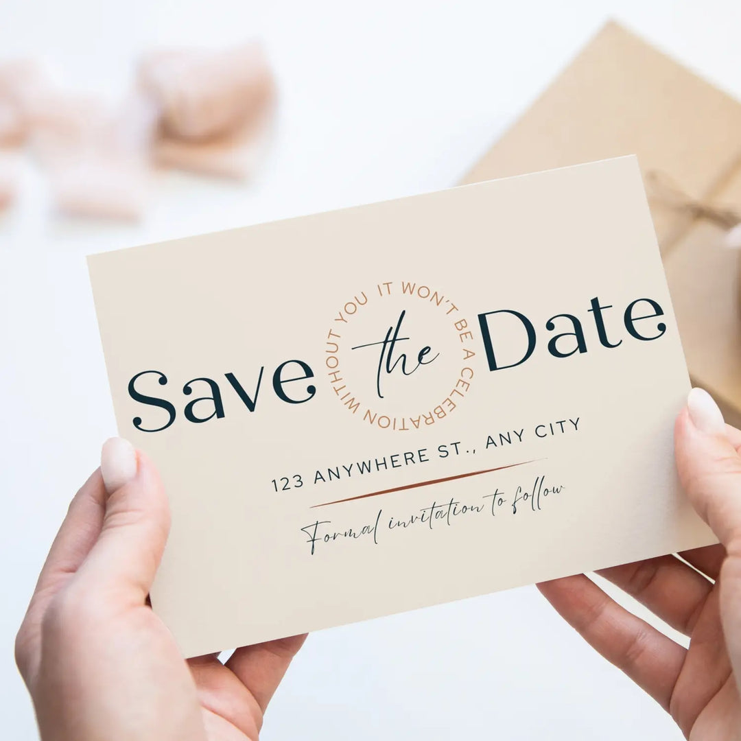 Custom Canyon Sunset and Creamy Tan Save the Date Cards - Personalized 4x6 Inch Invitations with Elegant Typography and White Envelopes - Perfect for Weddings, Birthdays, and Showers