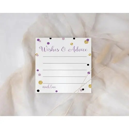 Bridal Shower Advice Cards - Elegant Purple & Gold - Paper Clever Party