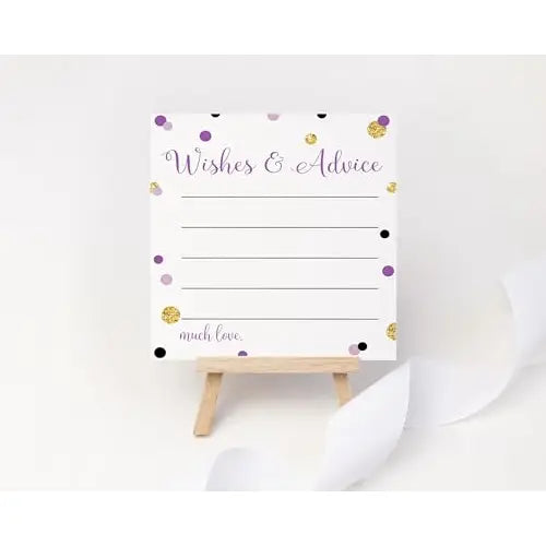 Bridal Shower Advice Cards - Elegant Purple & Gold - Paper Clever Party