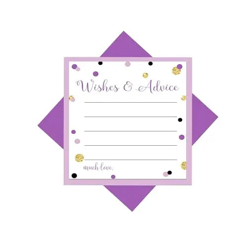 Bridal Shower Advice Cards - Elegant Purple & Gold - Paper Clever Party