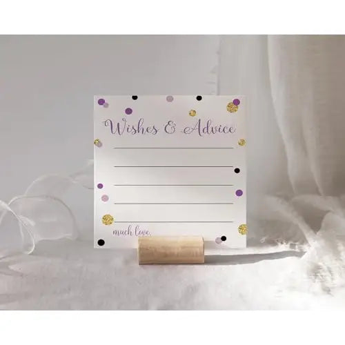 Bridal Shower Advice Cards - Elegant Purple & Gold - Paper Clever Party