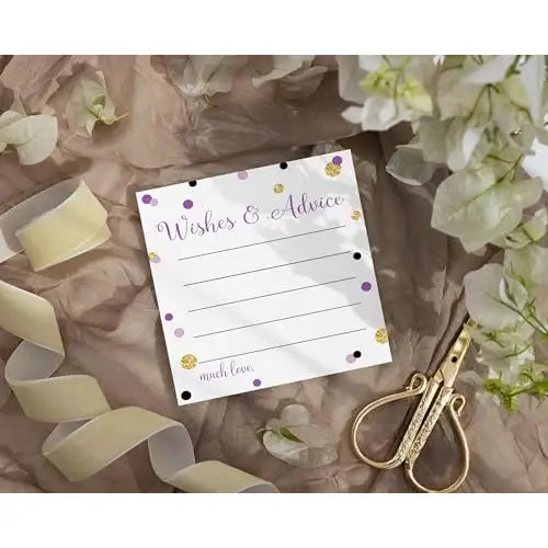 Bridal Shower Advice Cards - Elegant Purple & Gold - Paper Clever Party