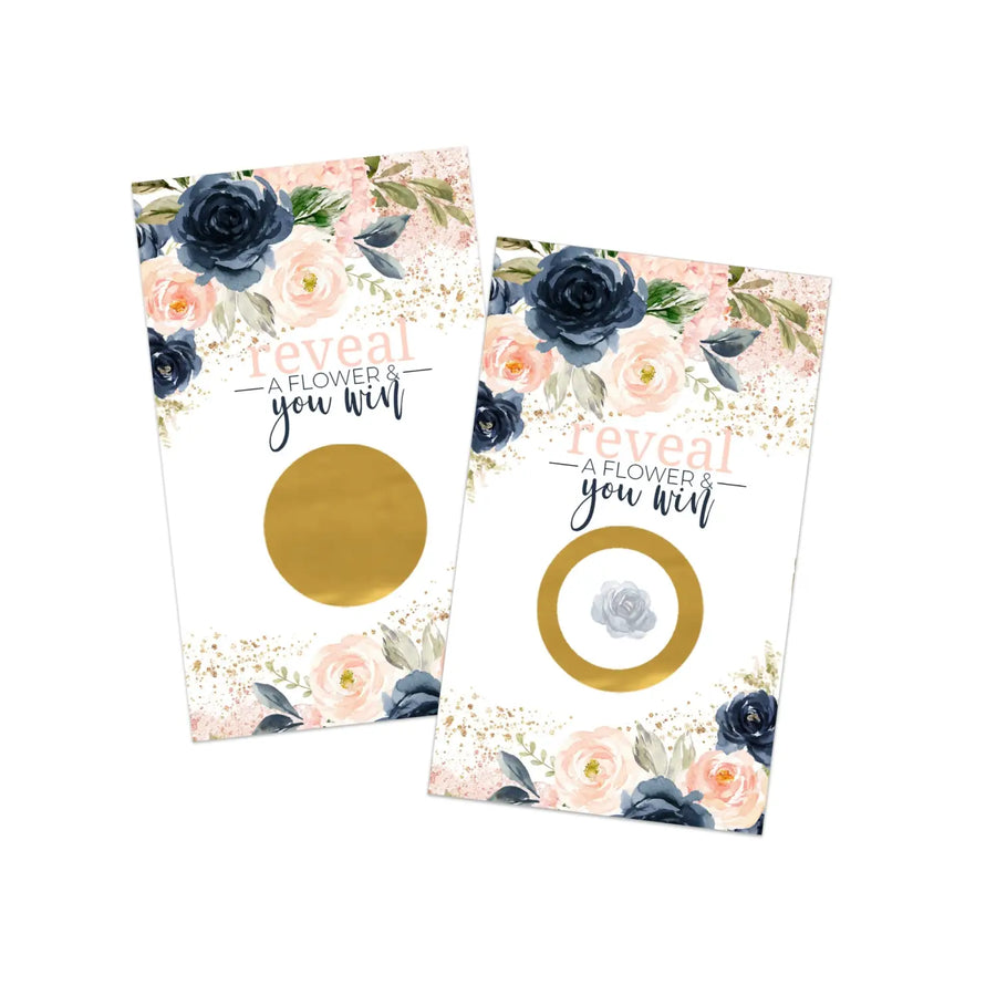 Bridal shower games boho - 30 pack - fun scratch off raffle cards wedding game or engagement party ideas rustic blue