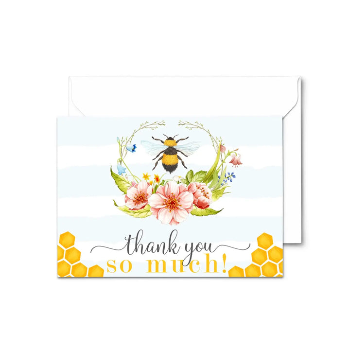 Bumblebee All-Occasion Thank You Cards - Rustic ‘Mama to Bee’ Design, 25-Pack with Envelopes - Paper Clever Party